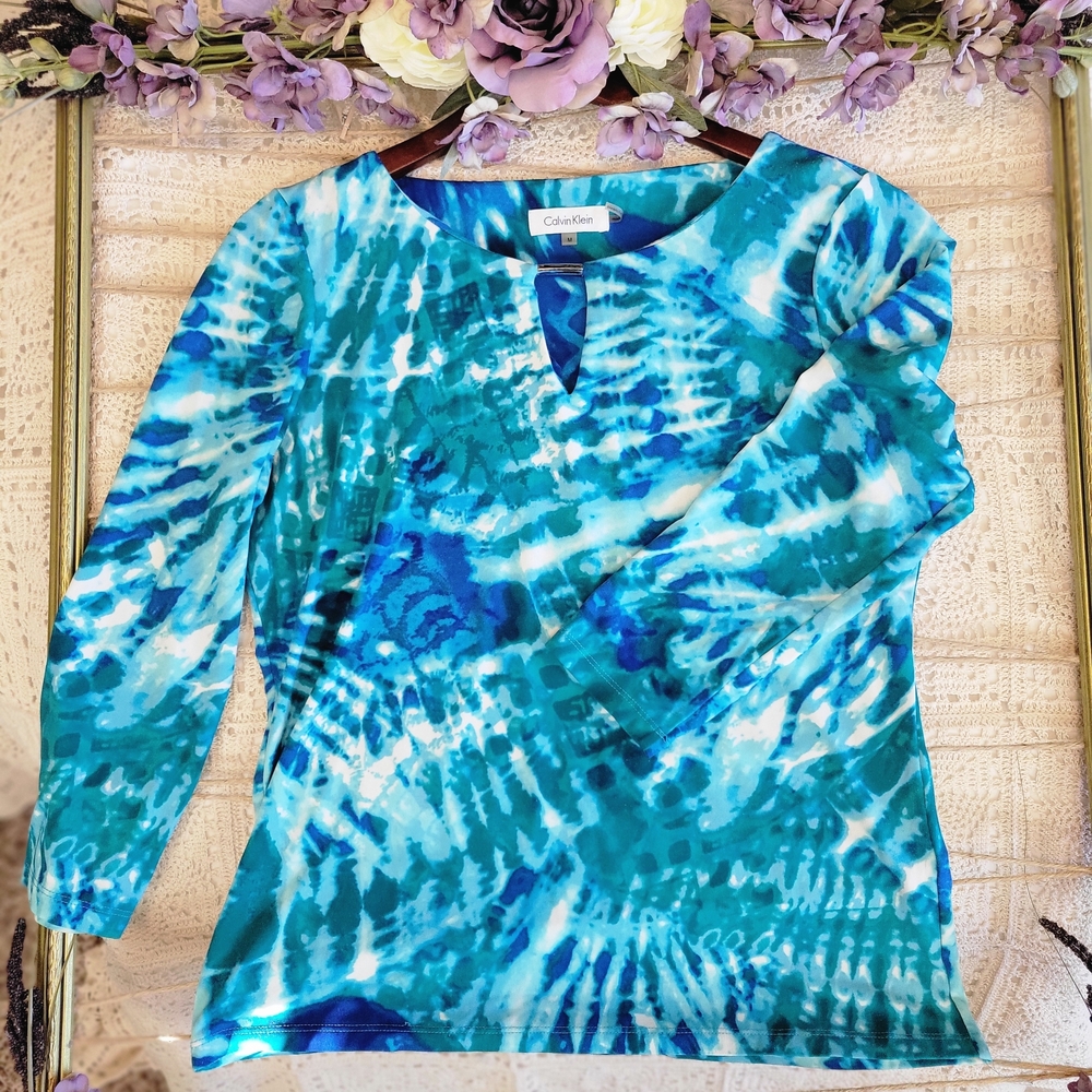 Calvin Klein Blue Tie-Dye Women's Blouse